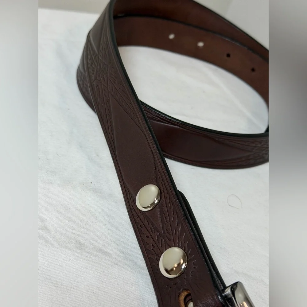 Like New Coblentz Made in USA Genuine Leather Size 40 Brown Belt Silver Buckle